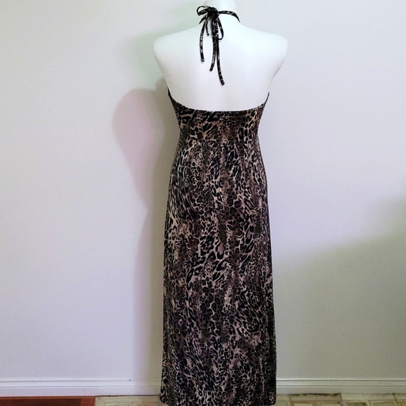Animal print size 10 maxi dress with halter neck tie - Picture 4 of 9